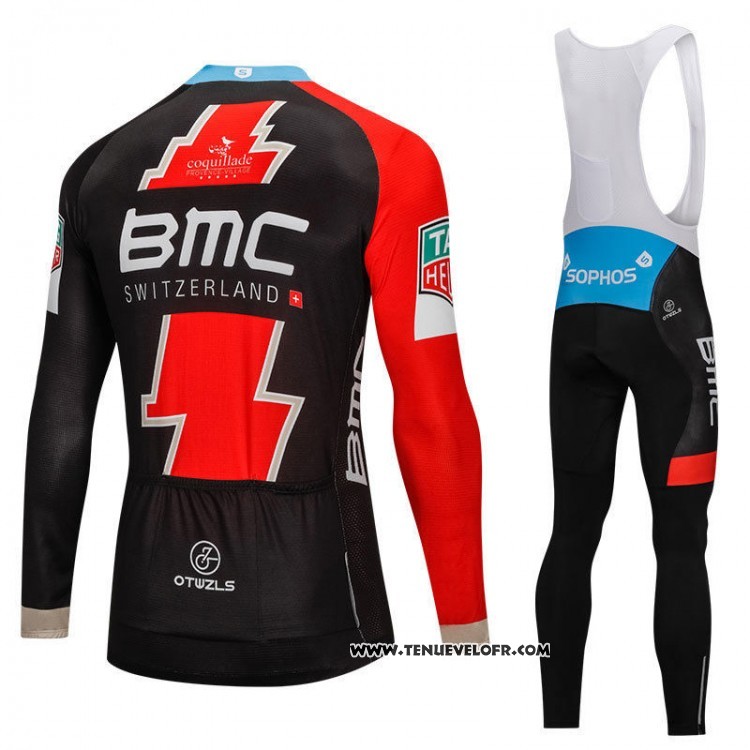 2018 Maillot Ciclismo BMC Noir et Rouge Manches Longues et Cuissard